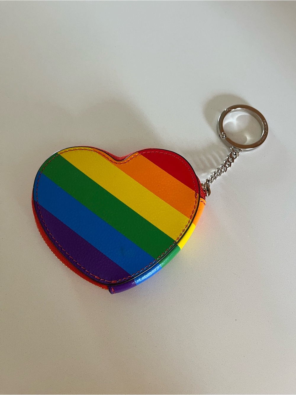 kate spade Pride Rainbow Stripe Heart Coin purse Keychain - Picture 2 of 4